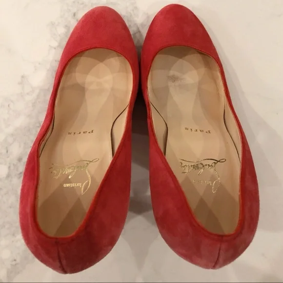 CHRISTIAN LOUBOUTIN Pink Suede “Simple Pumps” SZ 37.5 - Picture 7 of 16